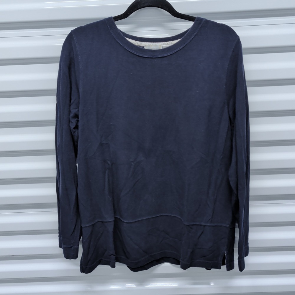 Liz Claiborne Top Size L Womens Navy Blue Long Sleeve Crew Neck Seam Detail — photo 2